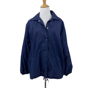 Vintage Sears Jacket Womens L Large Storm Blue Nylon Long Sleeve Cotton Lined